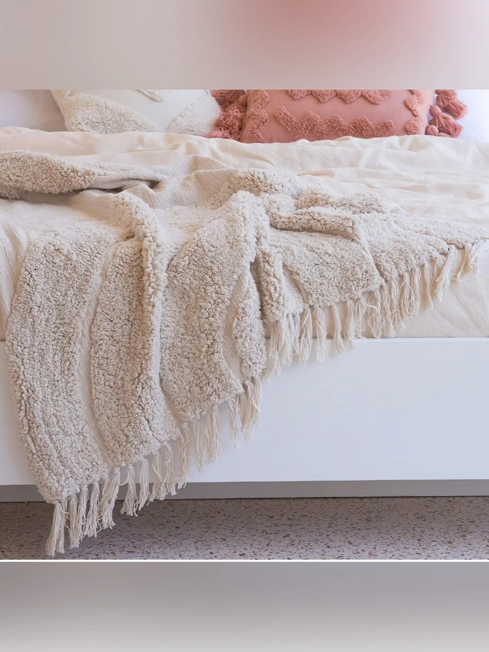 Light Beige Solid Throw Blanket